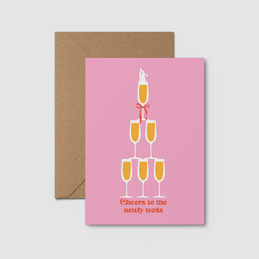 'Cheers to the newly weds' Wedding card