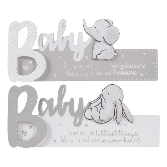 Wooden Standing Baby Sign – Elephant or Bunny Nursery Decoration