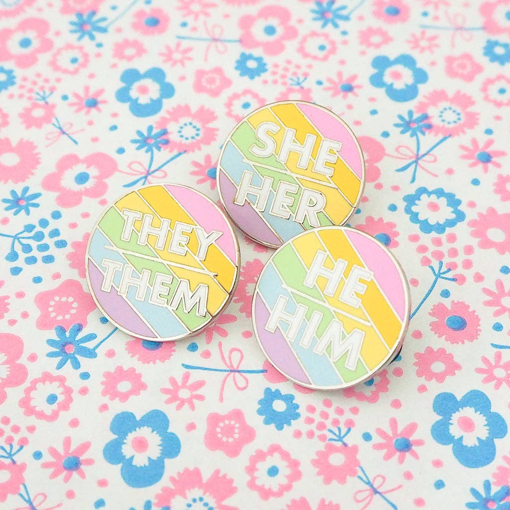 They/Them Enamel Pronoun Pin