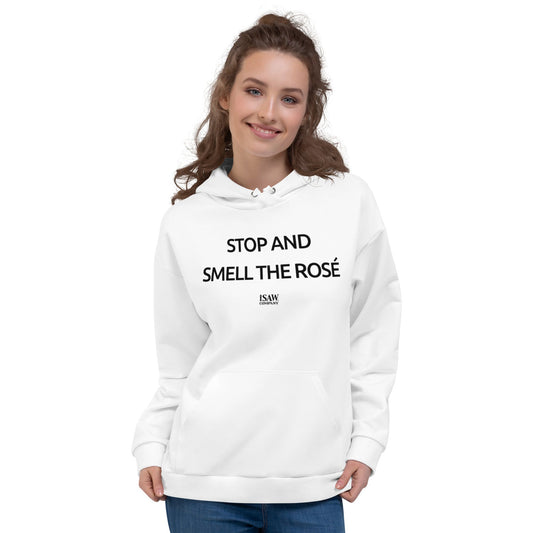 Stop And Smell The Rosé - Womens White Hoodie