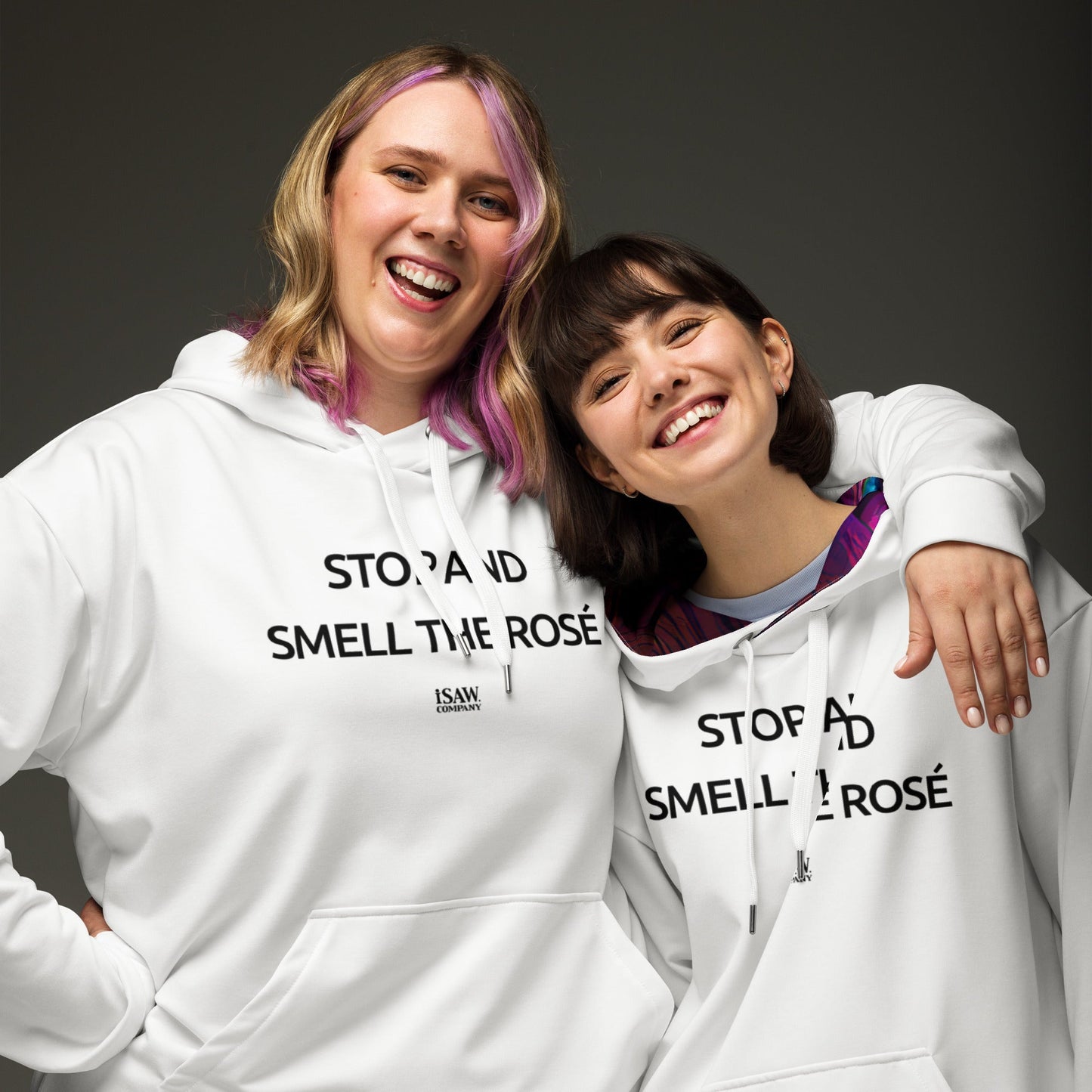 Stop And Smell The Rosé - Womens White Hoodie