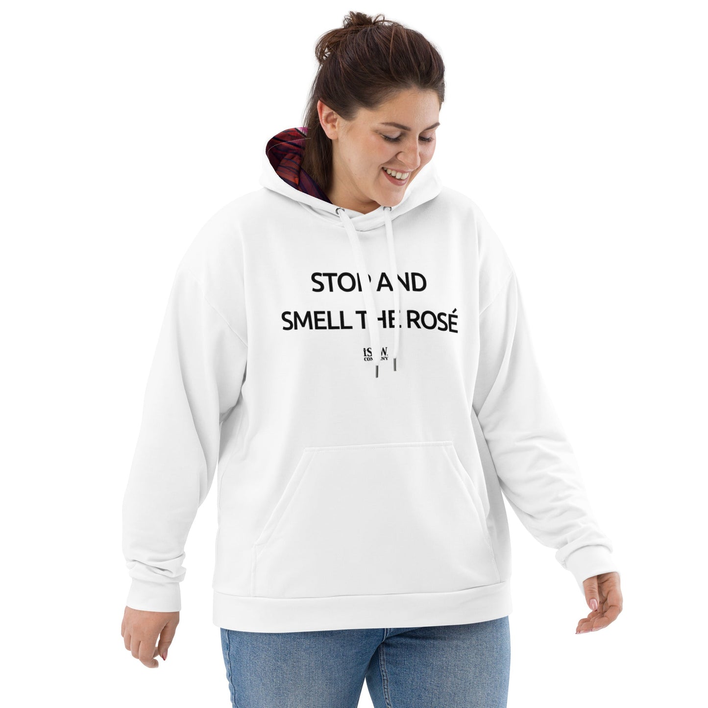 Stop And Smell The Rosé - Womens White Hoodie