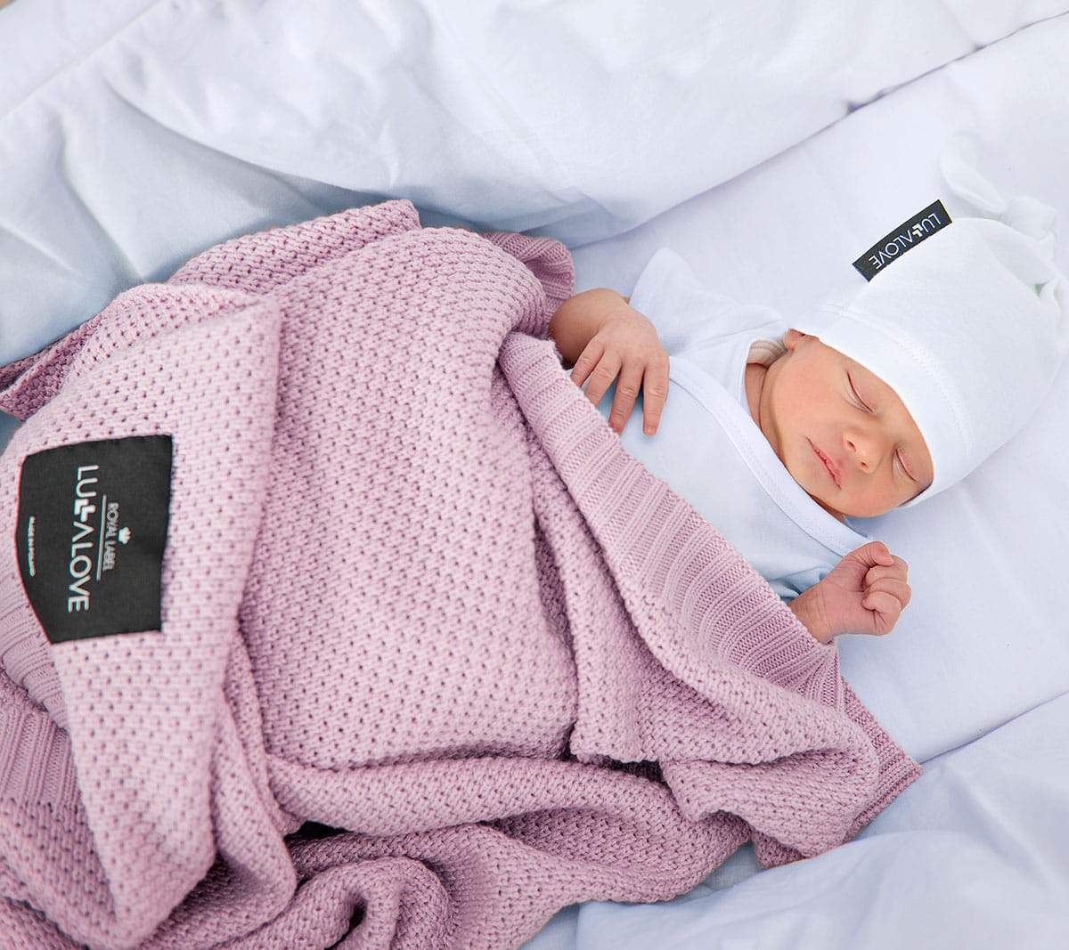 Bamboo baby blanket - Powder pink - Macaroon knit