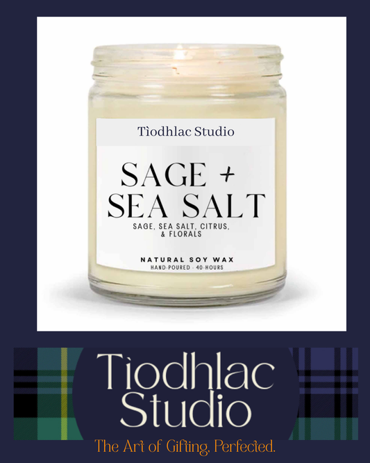 Tìodhlac Studio Clear Jar Soy Candle | Sage & Sea Salt