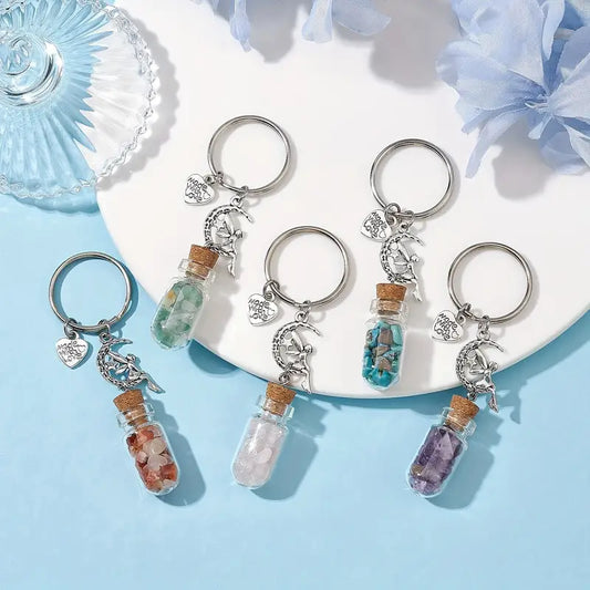 Crystal Wish Keyring | Gemstone Bottle Charm