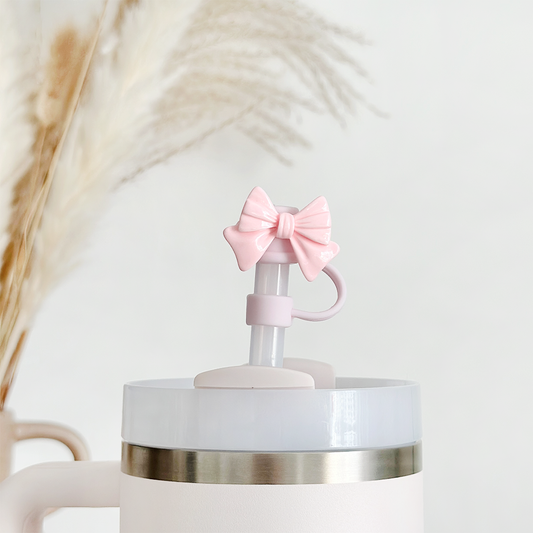Pink Bow Straw Cover