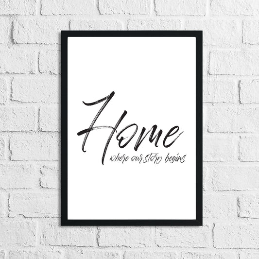 Home Where Our Story Begins Simple Home Wall Decor Print-0