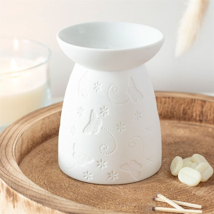 White Ceramic Butterfly Wax Melt & Oil Burner - Tiodhlac Studio