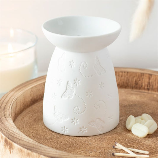 White Ceramic Butterfly Wax Melt & Oil Burner - Tiodhlac Studio