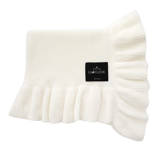 Soft bamboo baby blanket with a frill - Coconut
