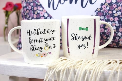 Set of 2 She Said Yes Mugs - Tiodhlac Studio