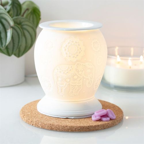 Elephant White Ceramic Electric Oil Burner and Wax Warmer - Tiodhlac Studio