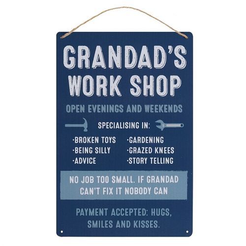 Grandad's Work Shop Metal Sign - Tiodhlac Studio