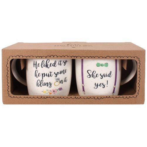Set of 2 She Said Yes Mugs - Tiodhlac Studio
