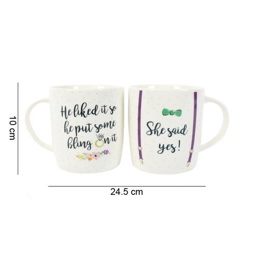 Set of 2 She Said Yes Mugs - Tiodhlac Studio