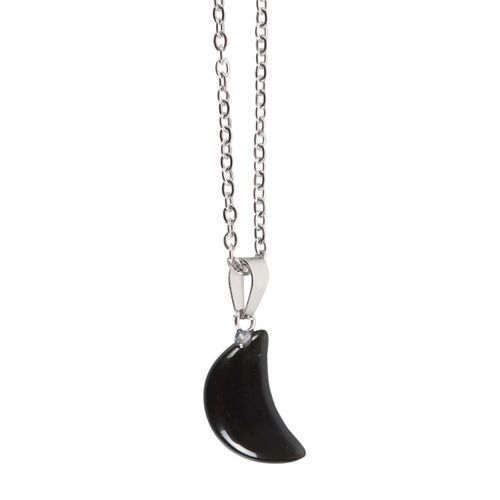 Black Obsidian Crystal Moon Necklace on Greeting Card